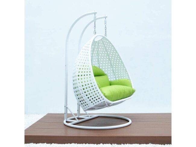 Swing Chair with Stand & Cushion (Light Green/White) - Image 5