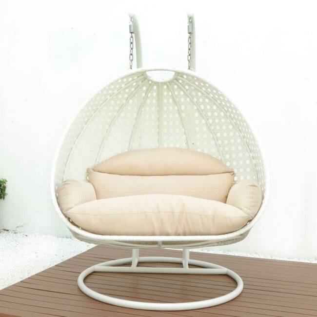 Double Seater Hanging Swing Chair (White/Cream) - Image 5