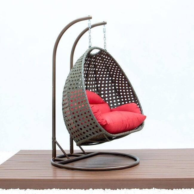 Swing Chair with Cushion (Red/Dark Brown) - Image 5