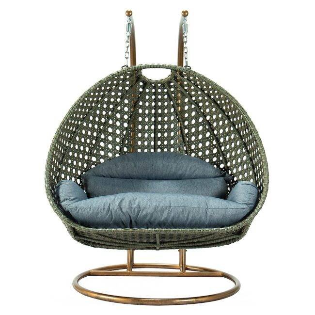 Double Seater Hanging Swing Chair (Dark Brown/Dark Grey) - Image 5