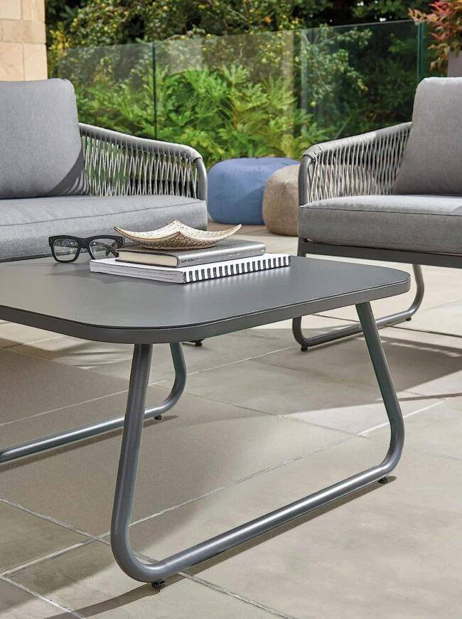 DEVOKO Unique Design Rope Bistro Set 4-Piece (Grey) - Image 5