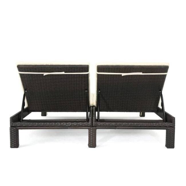 DEVOKO Premium Rattan Lounge Chairs Set of 2 - Dark Brown & Cream - Image 4