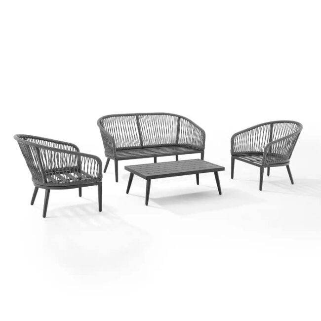 DEVOKO 4 Seater Sofa Rope Furniture Set (Black) - Image 6