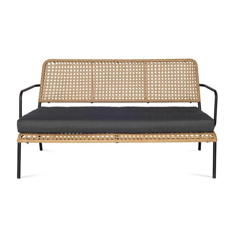 Wicker Loveseat Set (Beige and Black) - Image 5
