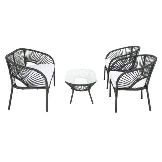 DEVOKO 4-Seater Outdoor Rope Sofa Set with Center Table (Black & White) - Image 5