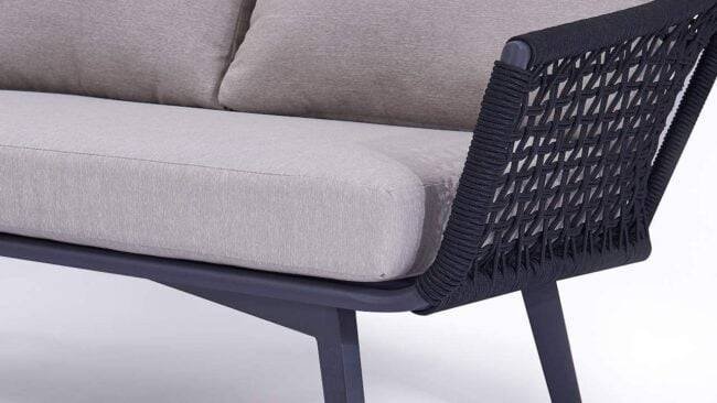 DEVOKO 2-Piece Outdoor Rope Chair and Ottoman Set (Black/Grey) - Image 5
