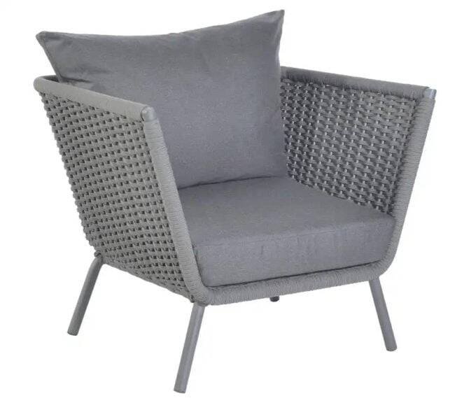 DEVOKO 5-Piece Outdoor Patio Sofa Set with Cushion and 2 Wooden Center Tables (Dark Grey) - Image 5