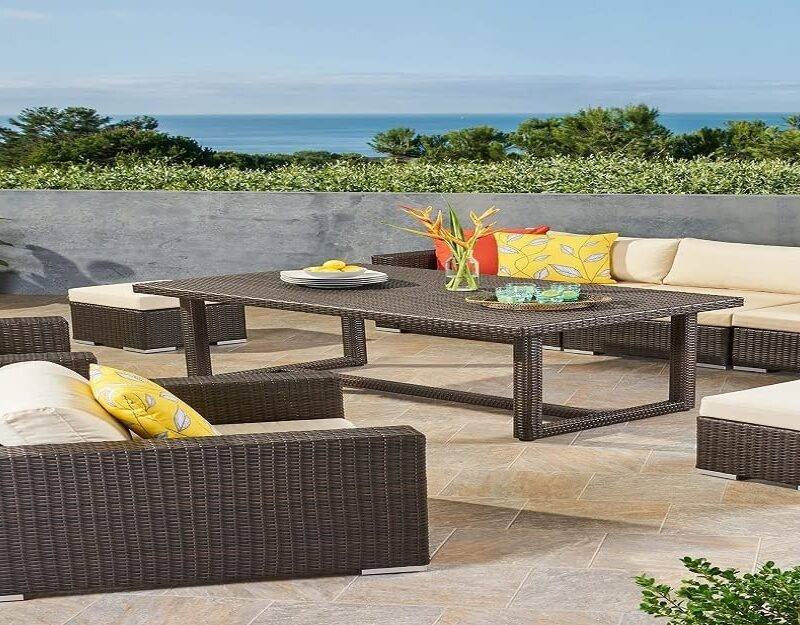 6-Piece Outdoor Patio Dining Set with Table and Chairs (Dark Brown/Cream) - Image 5
