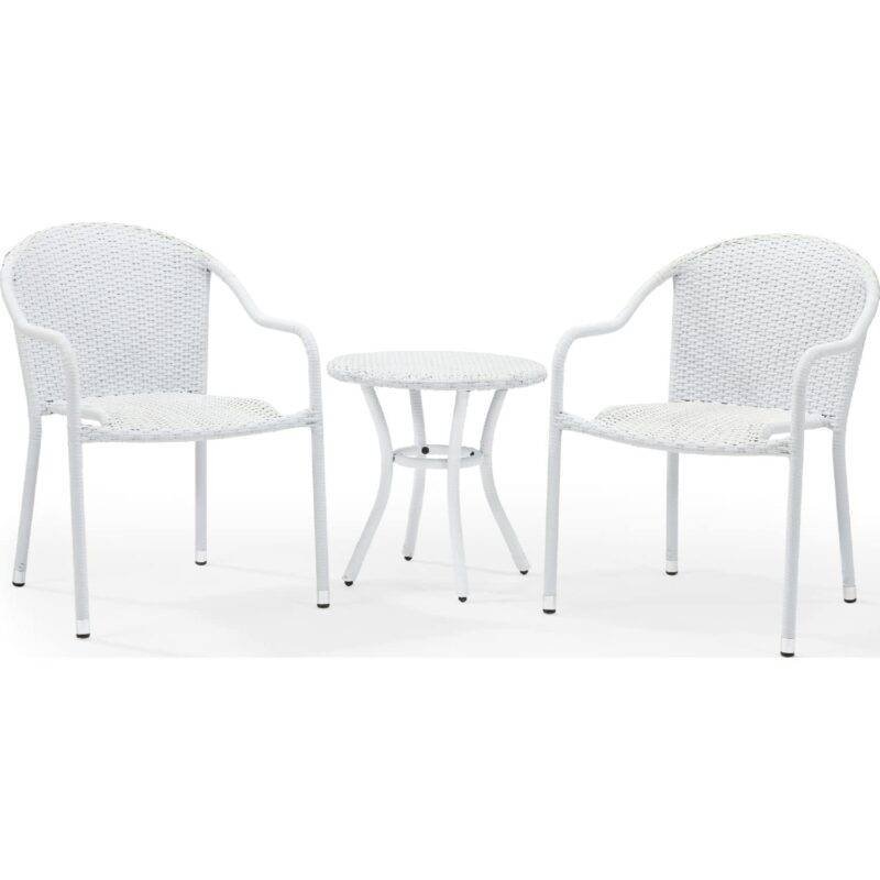 White Rattan Outdoor Furniture Set - 3-Piece - Image 4