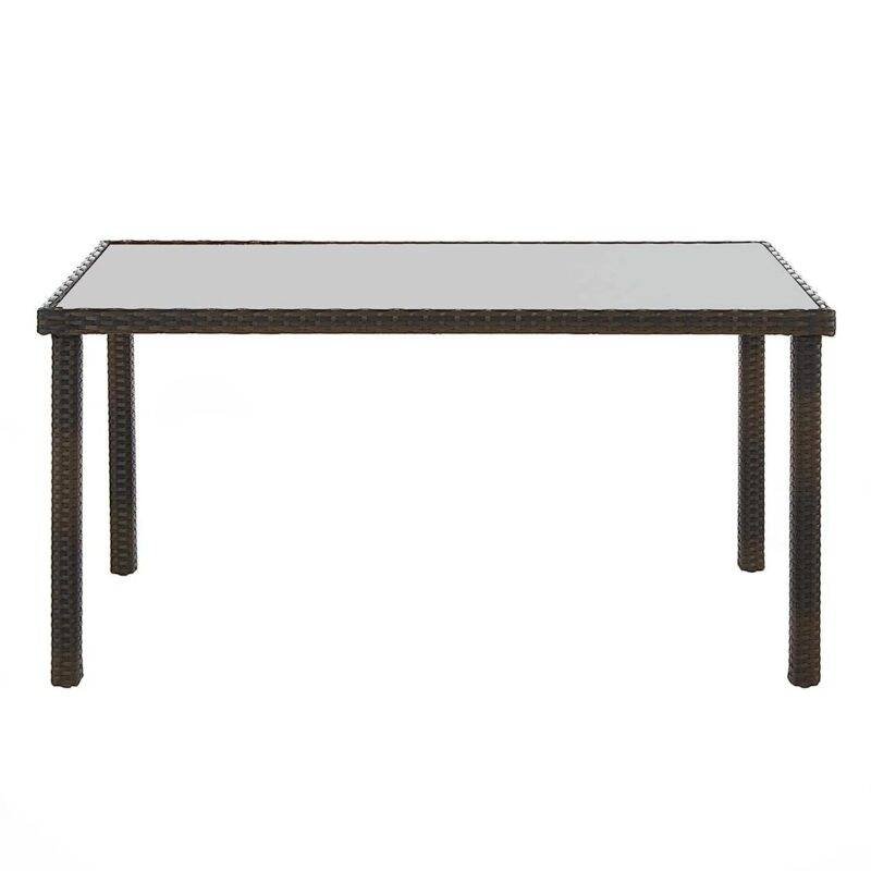 DEVOKO Outdoor Patio Furniture Set with Dining Table, Chairs, and Ottoman (Dark Brown & Cream) - Image 5