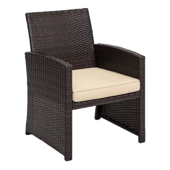4-Piece Dark Brown Rattan Patio Furniture Set With Cream Cushion - Image 5