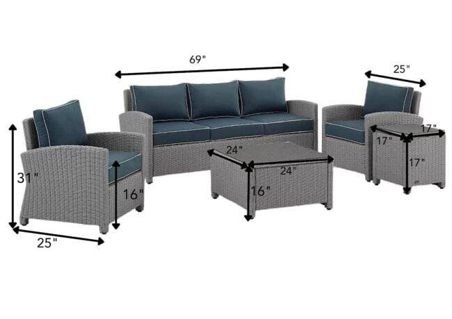 DEVOKO Outdoor Patio Furniture Set - Silver & Navy Blue - Image 2