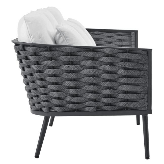 DEVOKO 4-Piece Outdoor Rope Sofa Set in Grey & White - Image 6