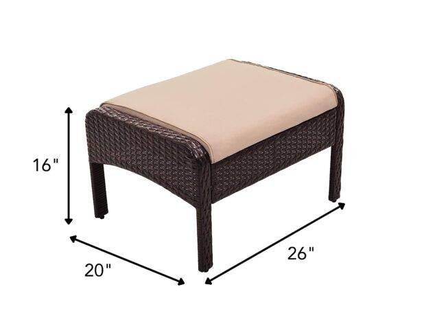7-Seater Outdoor Sofa Set (Dark Brown/Cream) - Image 5