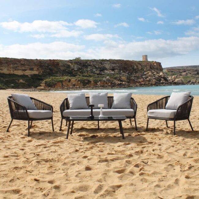 DEVOKO Bistro Set 4-Piece (Black/Grey) - Image 6