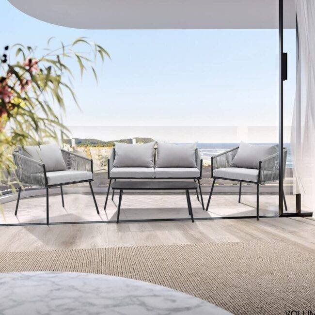 DEVOKO Patio Furniture Set 4-Piece (Grey) - Image 5