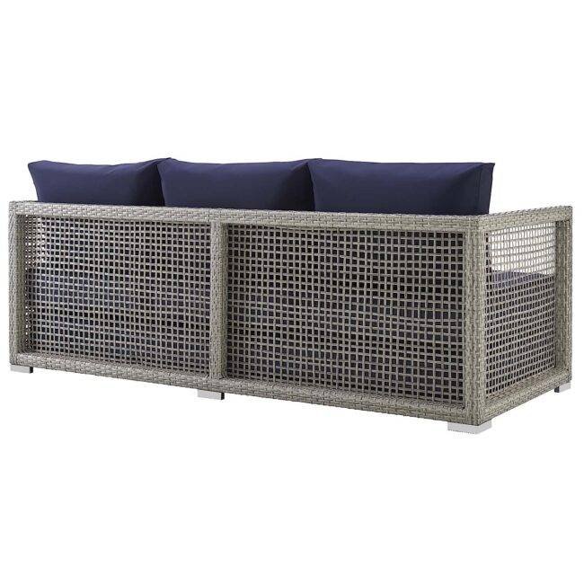 Outdoor 6 Pieces Sectional Patio Furniture (Grey and Navy Blue) - Image 6