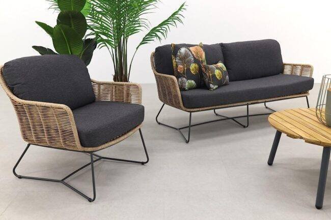 Bistro Loveseat Set Rope(Beige and Black) - Image 6