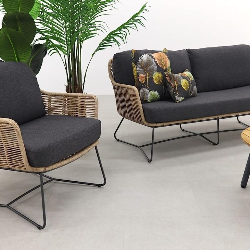 Bistro Loveseat Set (Beige and Black) - Image 6