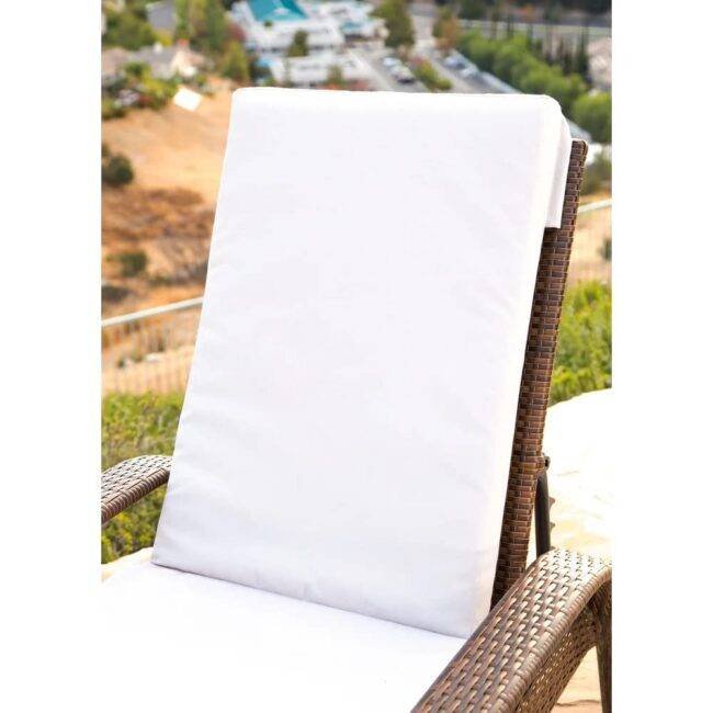 DEVOKO Patio Lounger Chair with Ottoman - Brown/White - Image 5