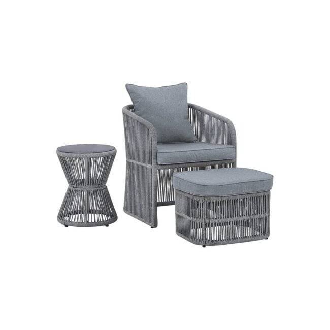 DEVOKO Grey Single Seater Rope Sofa with Cushions and Side Table - Image 6