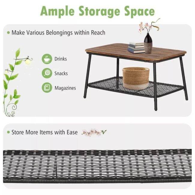 DEVOKO 4PCS Wicker Patio Furniture Set (Dark Brown & Off-white) - Image 6