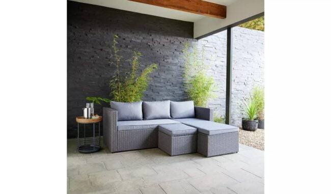 DEVOKO 3Pc Outdoor Wicker Sofa Set (Grey) - Image 5