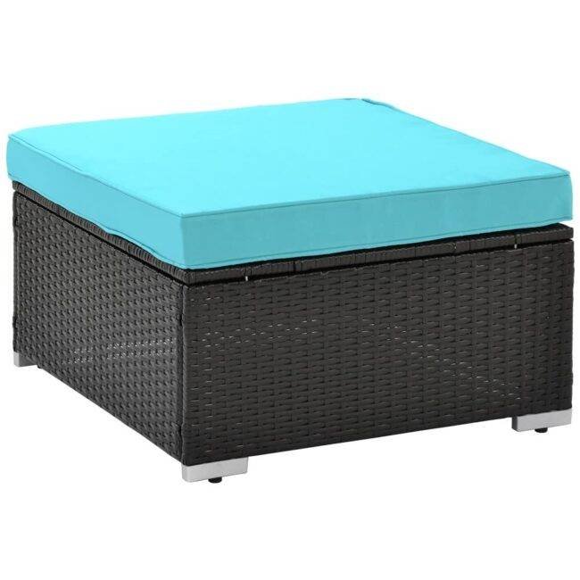 DEVOKO 4pc Waterproof Outdoor Sofa Set (Black/Sky-blue) - Image 6