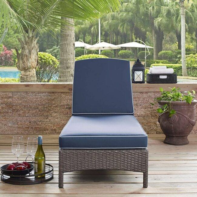 DEVOKO Outdoor Double Chaise (Dark Brown/Navy Blue) - Image 6