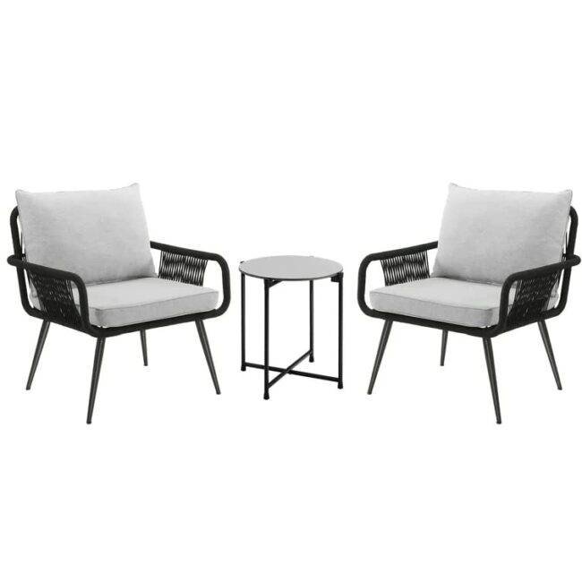 DEVOKO 3-Piece Patio Set - Black & Grey - Image 5