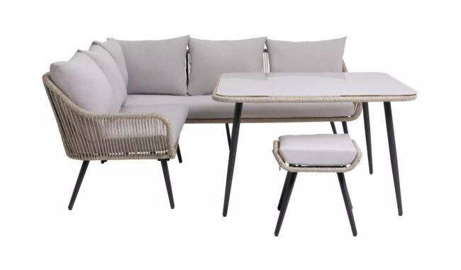 DEVOKO Rope L Shape Sofa Set (Beige & Grey) - Image 6
