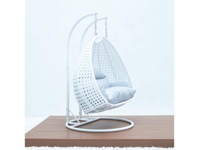 Double Seater Hanging Swing Chair (White & Grey) - Image 6