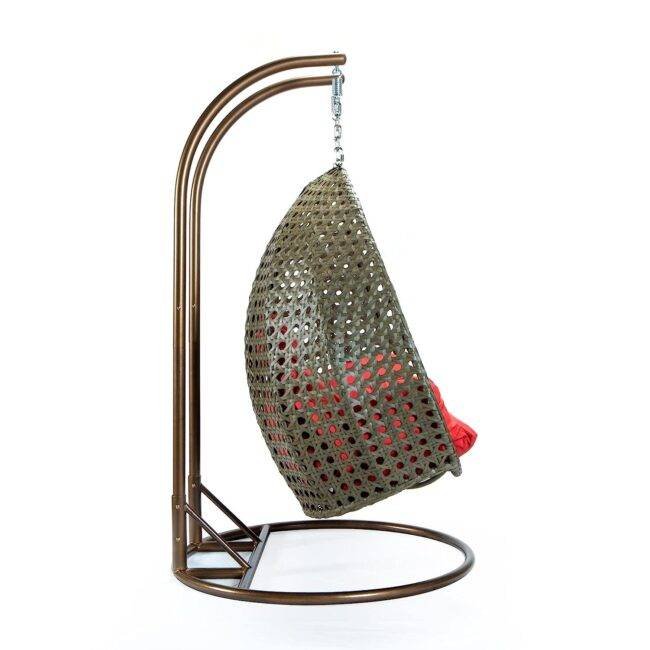 Swing Chair with Cushion (Red/Dark Brown) - Image 6