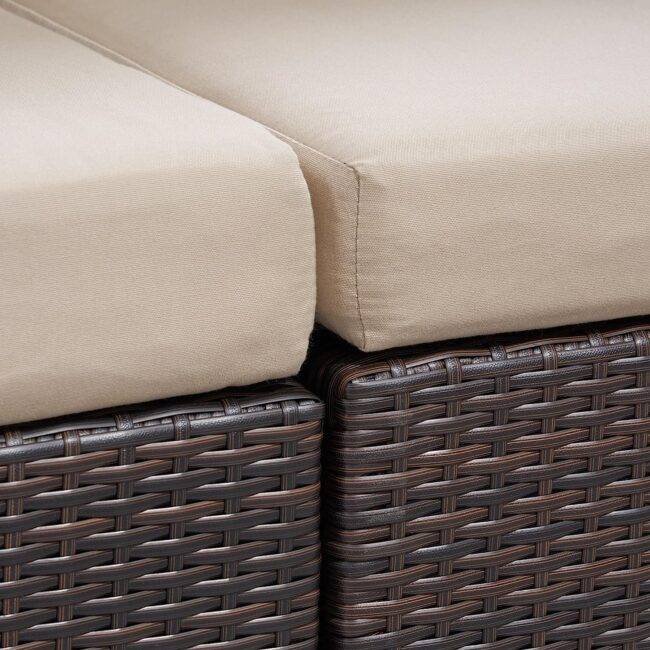 DEVOKO Outdoor Sectional Sofa Set (Dark Brown/Cream) - Image 7