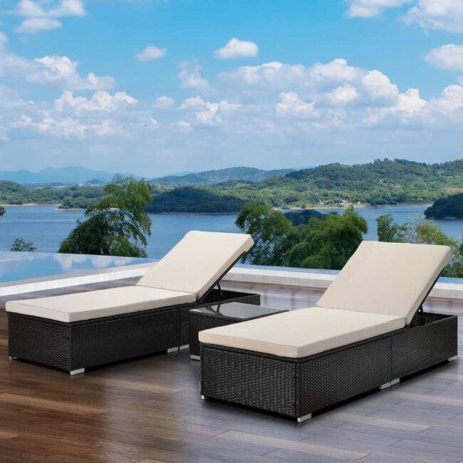 DEVOKO Lounge Chairs Set (Black/Cream) - Image 7