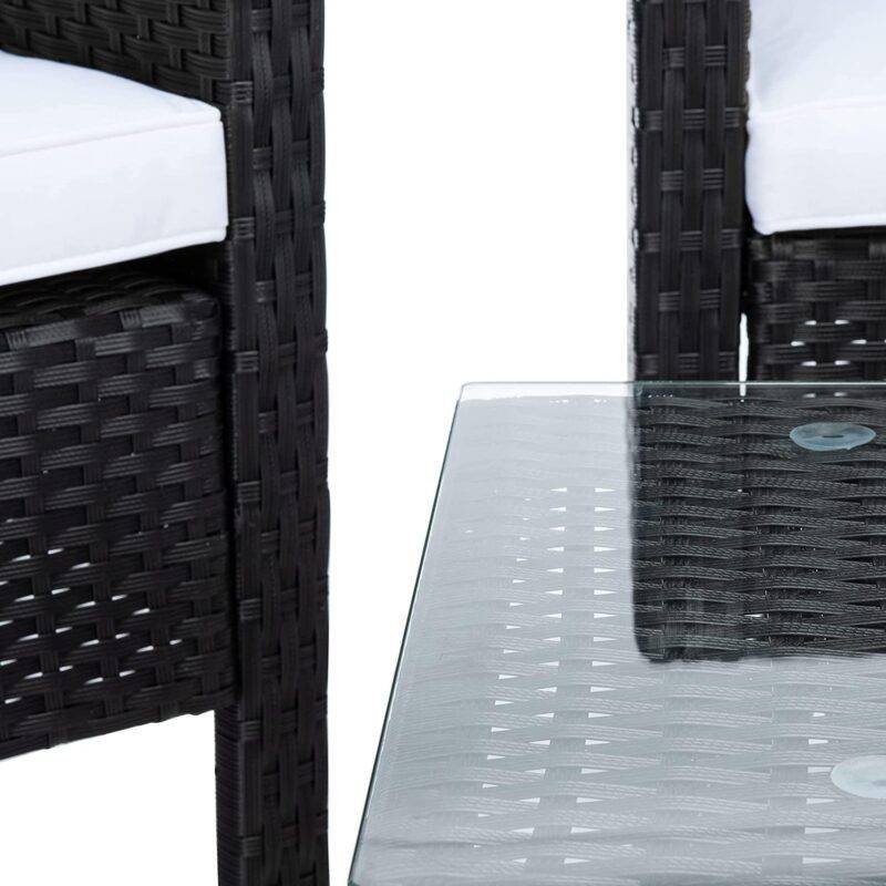 4 Piece Patio Furniture All Weather Outdoor Sectional Sofa Set (Black and White) - Image 7