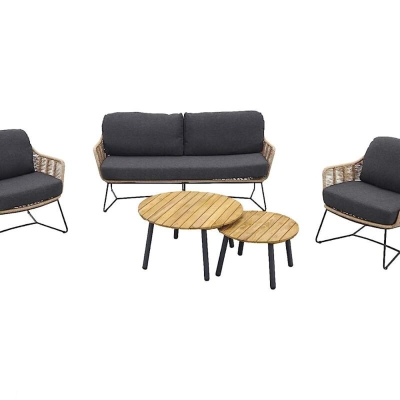 Bistro Loveseat Set (Beige and Black) - Image 7
