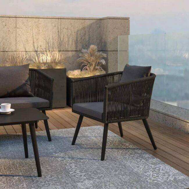 4 Seater Sofa Chairs Set (Black & Dark Grey) - Image 8