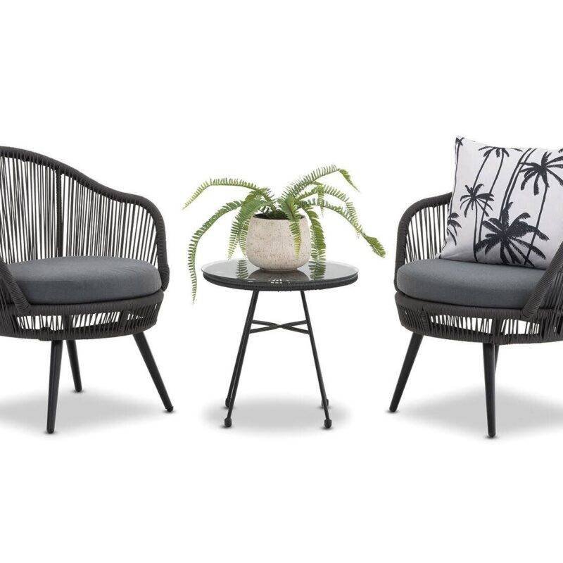 DEVOKO Patio Rope Furniture Set 3-Piece (Dark Grey & Grey) - Image 5