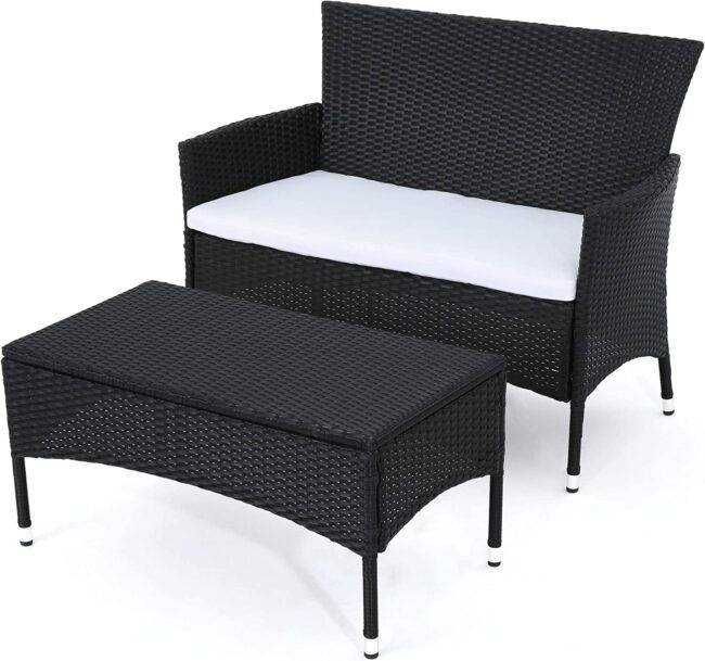 DEVOKO Patio Conversation Set 2-Piece (Black & White) - Image 4