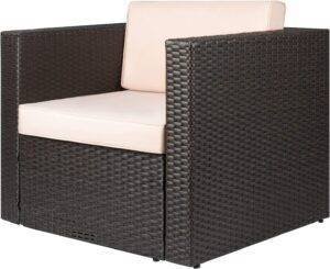 DEVOKO Indoor/Outdoor Sofa 1-Piece (Dark Brown/Cream)