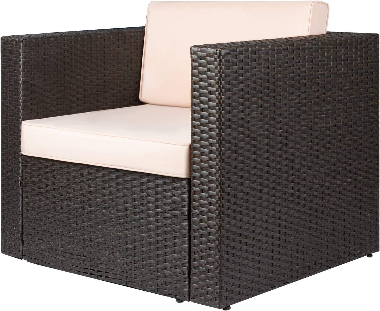 DEVOKO Indoor/Outdoor Sofa 1-Piece (Dark Brown/Cream)