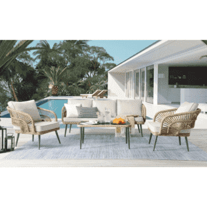 DEVOKO Rope Conversation Loveseat Set (Beige/Cream)