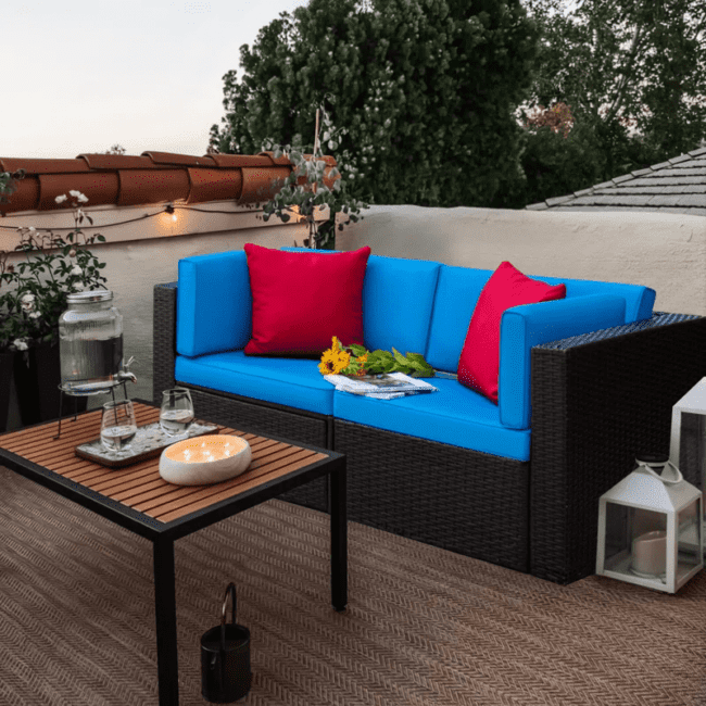 DEVOKO 1 Piece Patio Furniture Set, Outdoor Sectional Sofa (Dark Brown)