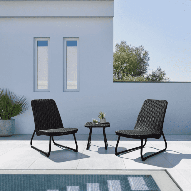 3 Piece Rattan & Wicker Patio Furniture Set (Dark Brown)