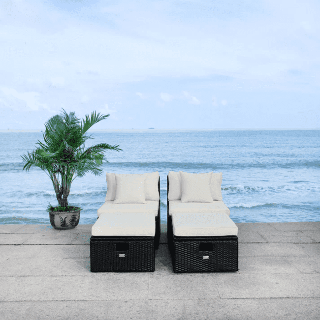 4 piece outdoor, indoor patio conversation set (Black & Cream) - Image 3