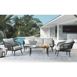 DEVOKO Rope Conversation Loveseat Set (Black /Light Grey)