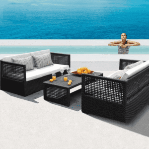 3 piece conversation set for garden, backyard and poolside (Black and White)
