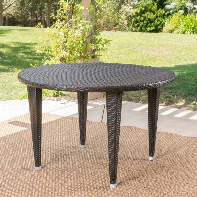 Round Patio Dining Table (Dark Brown)