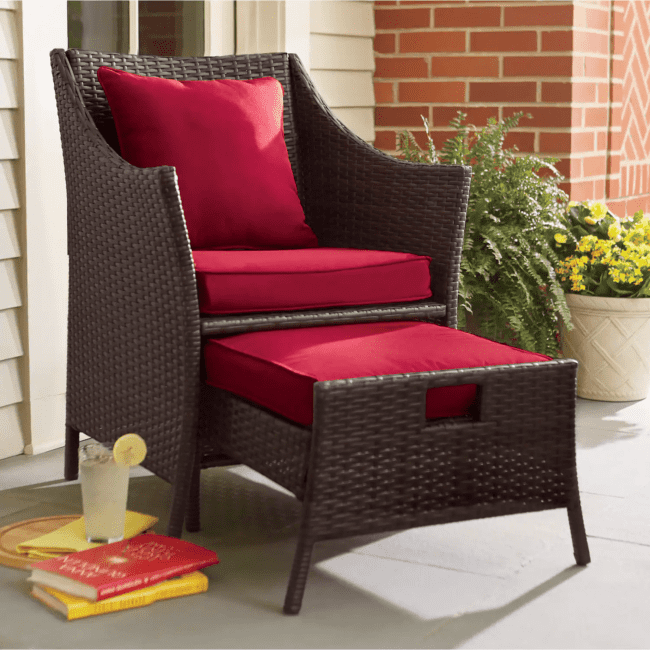 2pc Rattan Patio Set (Dark Brown/Red)